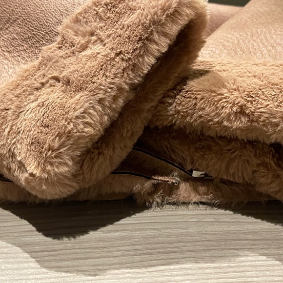 Zara Dusty Pink Faux Leather Fur Shearling Moto Jacket - Picture 4 of 5